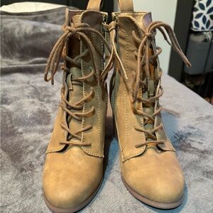 XOXO Tan Lace-Up Boots